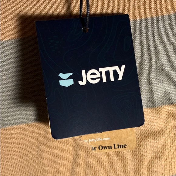 Jetty Men's Crewneck Striped Sweater - Orange and Gray - Picture 3 of 7